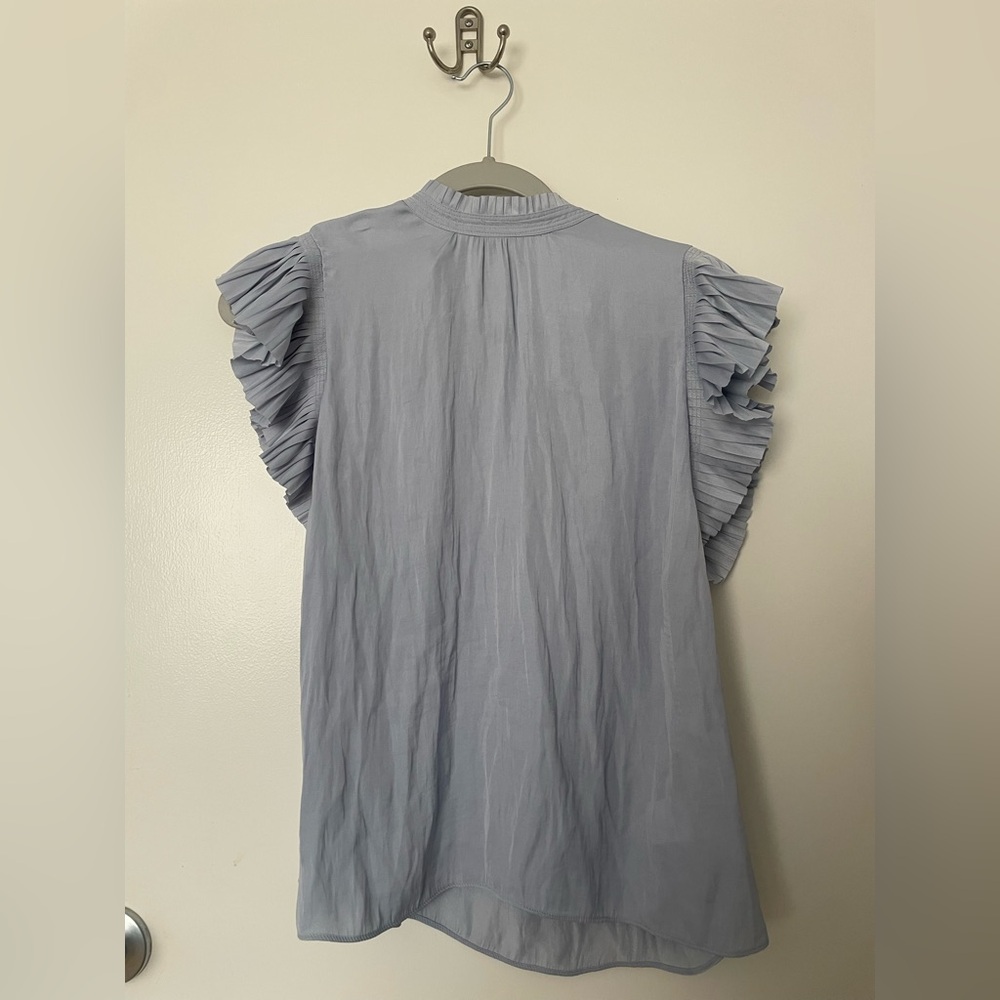 Maison d’Amélie Light Blue Ruffle Sleeve Blouse